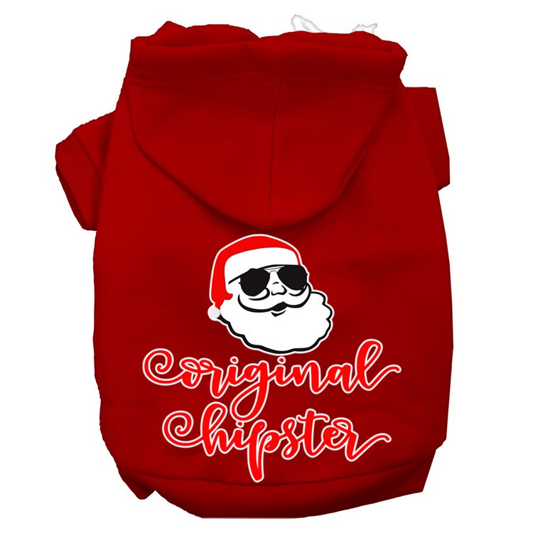 Original Hipster Screen Print Dog Hoodie Red XS